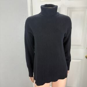 Halogen Women's sweater XS Cashmere Pullover Black Turtle neck Long sleeve Vv27